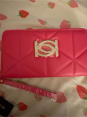 Bebe Wristlet Wallet with Crystal Accent